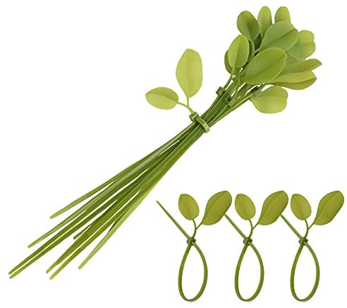 Nylon Green Leaf Shape Ties Garden Plants Zip Ties